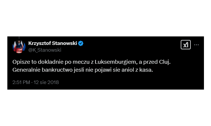 TWEET Krzysztofa Stanowskiego nt. Legii sprzed 6,5 roku :D